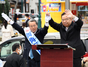 0405松本市志位委員長迎え街宣そろい踏み